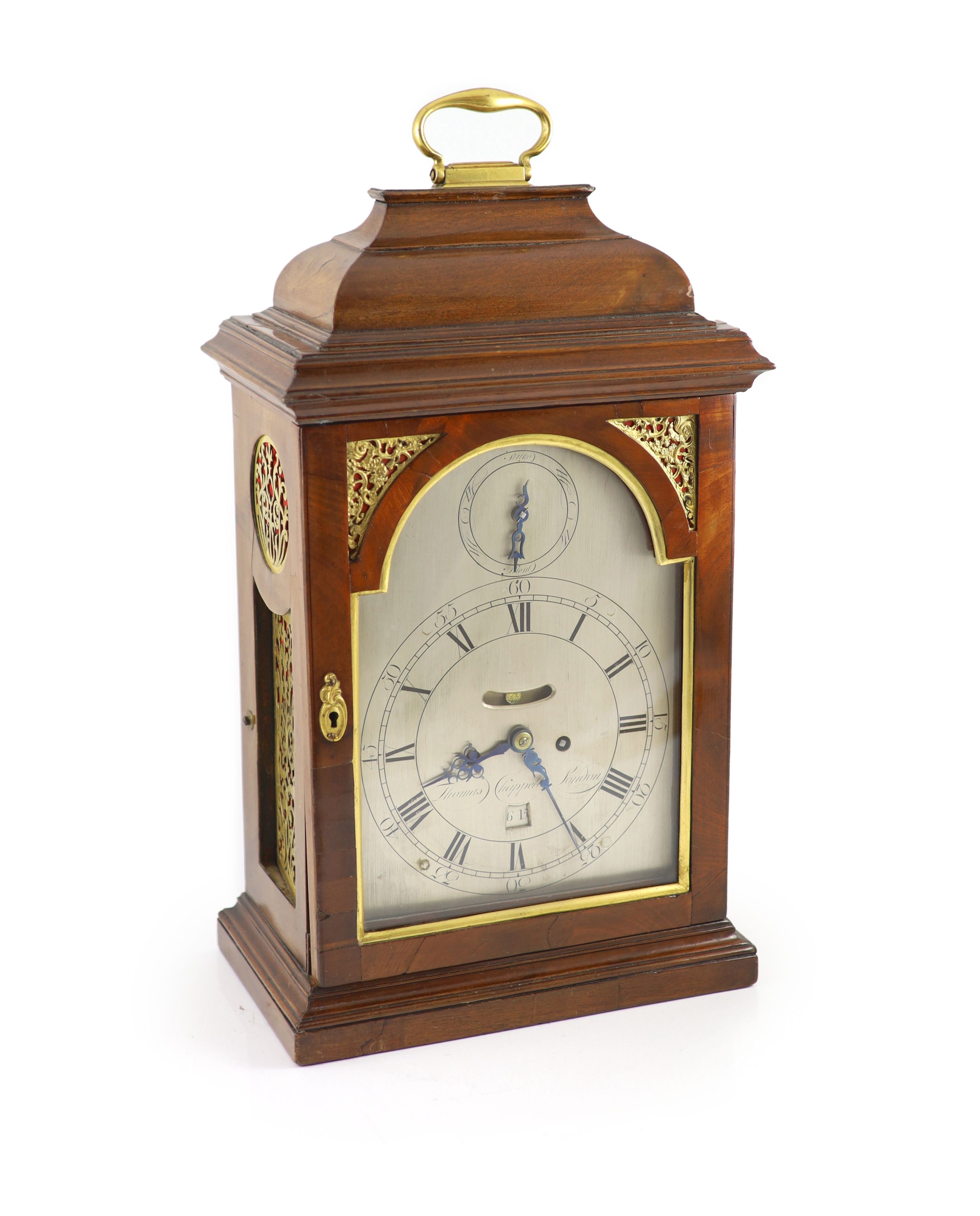 Thomas Chappell of London. A George III mahogany bracket clock H 48 cm. W 29cm. D 18cm.